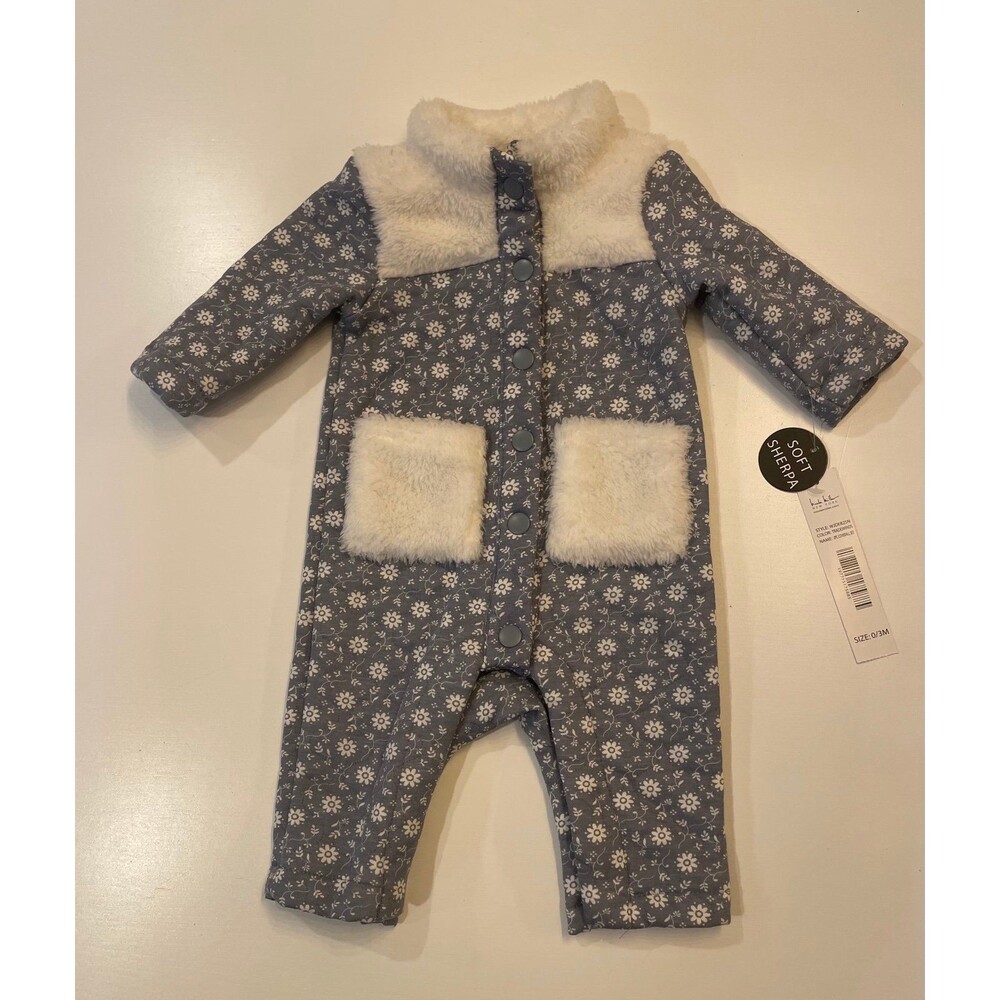 Nicole Miller New York Baby Girl Sherpa Romper 0–3 Months Floral New